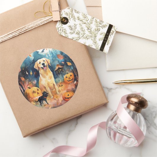 ハロウィーンのフィンランドのラプパンとカボチャ怖い ラウンドシール (ギフト)