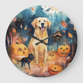 ハロウィーンのフィンランドのラプパンとカボチャ怖い ラージ壁時計 (正面)