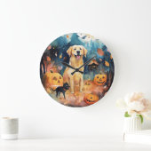 ハロウィーンのフィンランドのラプパンとカボチャ怖い ラージ壁時計 (ホーム)