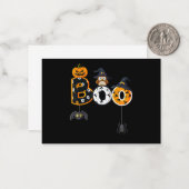 ハロウィーンのフクロウにおばけの帽子とクモ ノートカード (正面/裏面インサイチュ)