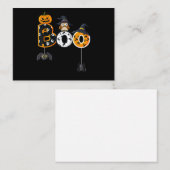 ハロウィーンのフクロウにおばけコスプレ　魔女帽子と蜘蛛 ノートカード (正面/裏面)