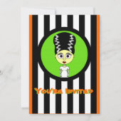 ハロウィーンのフランケンシュタインの衣装パーティー 招待状 (裏面)