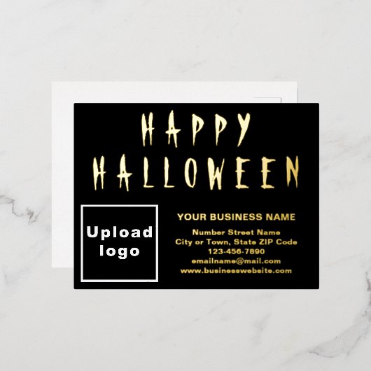 ハロウィーンのブラックビジネスブランド 箔シーズンポストカード (正面/裏面)