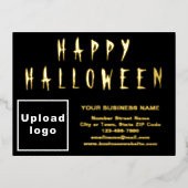 ハロウィーンのブラックビジネスブランド 箔シーズンポストカード (正面)