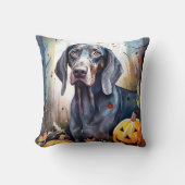 ハロウィーンのブルーティックがカボチャ怖い クッション (正面)