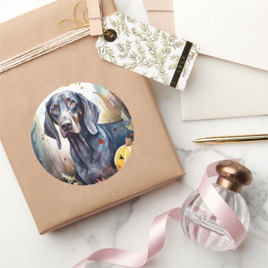 ハロウィーンのブルーティックがカボチャ怖い ラウンドシール (ギフト)