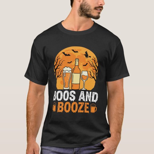 ハロウィーンのブーと酒の飲み会デザイン Tシャツ (正面)