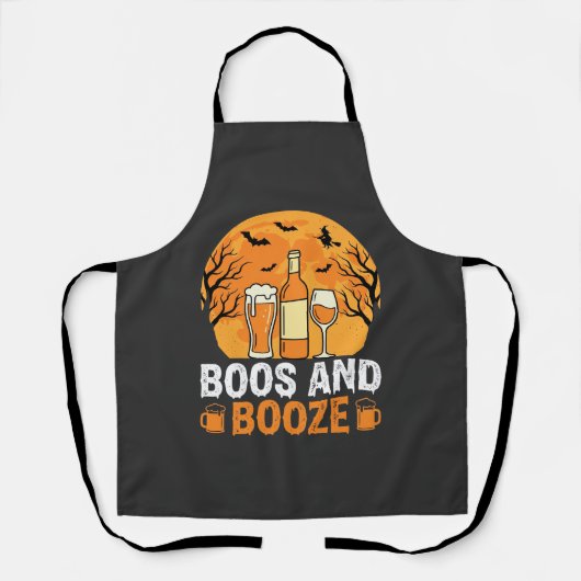 ハロウィーンのブーと酒を飲むパーティーデザイン エプロン (正面)