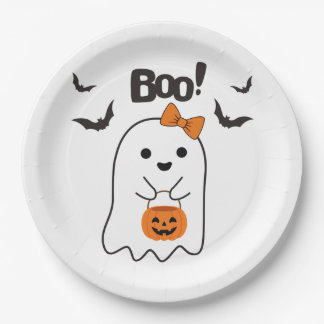 ハロウィーンのブーショッピング ペーパープレート