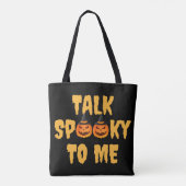 ハロウィーンのブー不気味カボチャ話す トートバッグ (裏面)