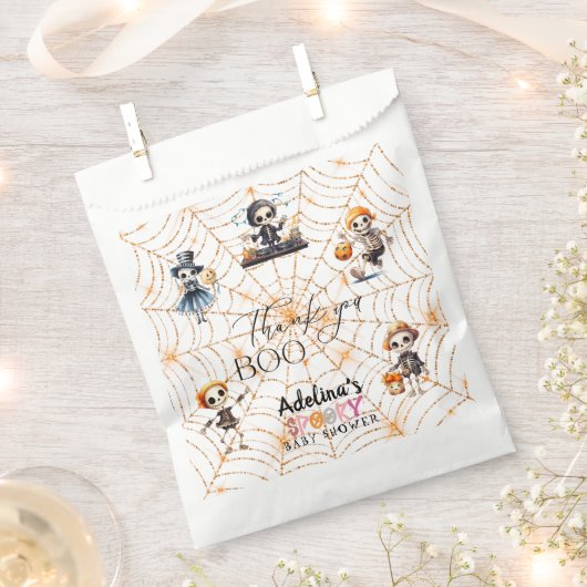 ハロウィーンのブー不気味スケルトン衣装ベビーシャワー フェイバーバッグ (クリップ留めされた状態)