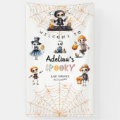 ハロウィーンのブー不気味スケルトン衣装ベビーシャワー 横断幕 (縦)