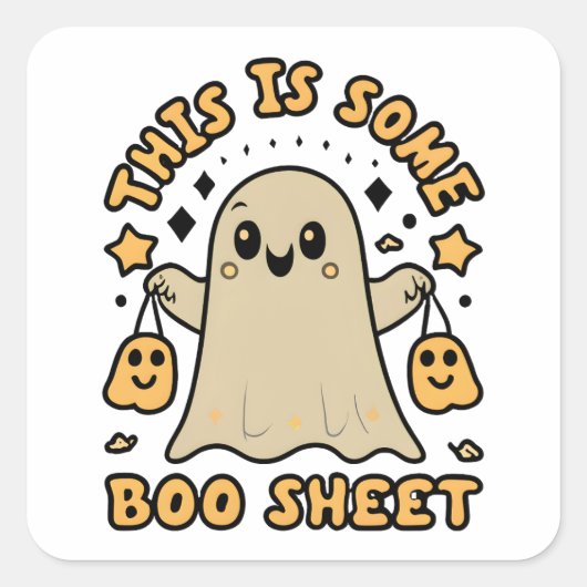 ハロウィーンのブー幽霊コスチュームこれは一部のブーのシート スクエアシール (正面)