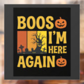 ハロウィーンのブー！復活のレトロ墓地デザイン ウィンドウサイン (シート2)