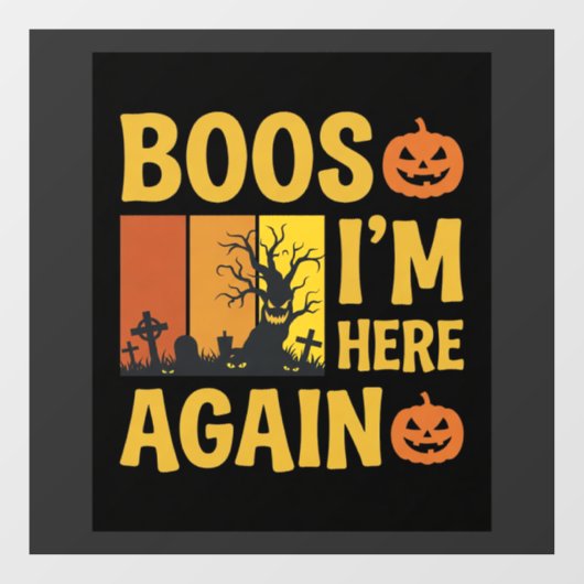 ハロウィーンのブー！復活のレトロ墓地デザイン ウィンドウサイン (シート)
