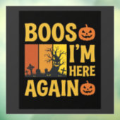 ハロウィーンのブー！復活のレトロ墓地デザイン ウィンドウサイン (シート3)