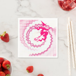 ハロウィーンのホットピンク飛んでいるの魔女魔法の渦巻き スタンダードカクテルナプキン