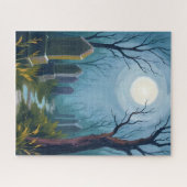 ハロウィーンのホラーな墓地の絵画 ジグソーパズル (横)