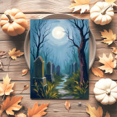 ハロウィーンのホラーな絵画 幽霊の墓地 シーズンポストカード