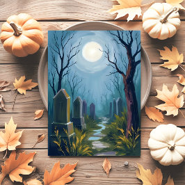 ハロウィーンのホラーな絵画 幽霊の墓地 シーズンポストカード
