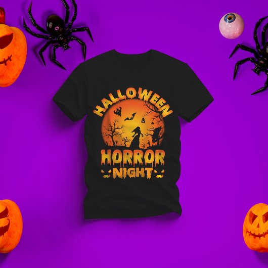 ハロウィーンのホラーナイト – 怖いハロウィーンデザイン Tシャツ
