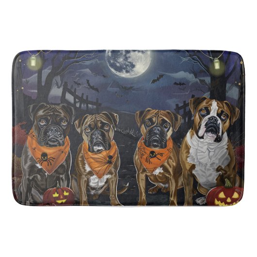 ハロウィーンのボクサー犬 スプーキー バスマット (正面)
