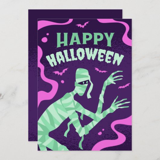 ハロウィーンのミイラ漫画,ハッピーハローウィン シーズンカード (正面/裏面)