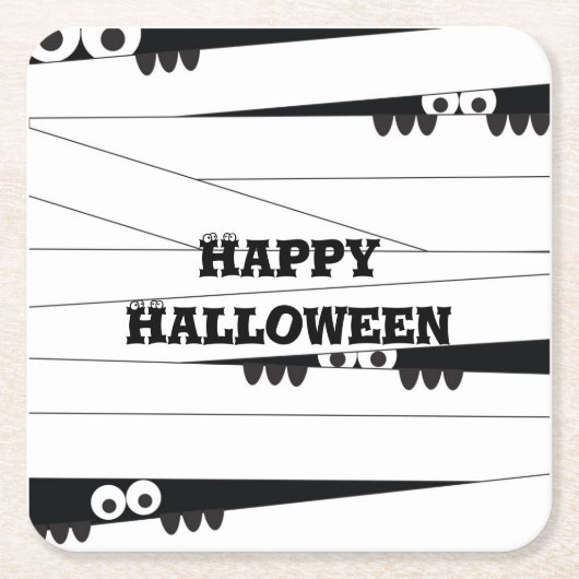 ハロウィーンのミイラ スクエアペーパーコースター (正面)