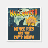 ハロウィーンのミンスパイは猫のニャオ スタンダードカクテルナプキン (正面)