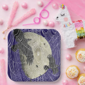 ハロウィーンのムーンレイヴンズとクモの巣 ペーパープレート (パーティー)