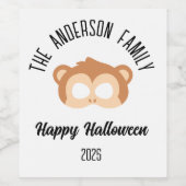 ハロウィーンのモンキーマスクの仮装の衣装 ワインラベル (シングルラベル)