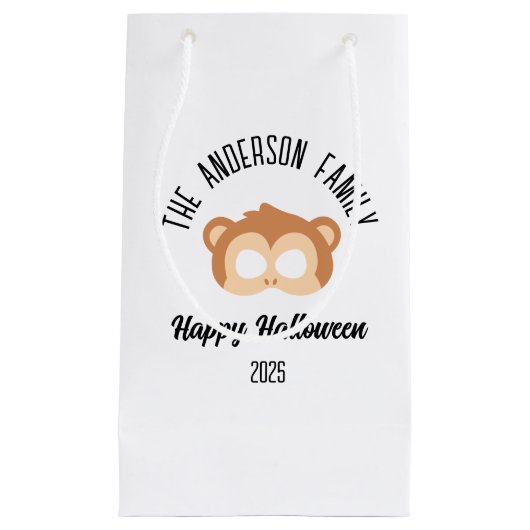 ハロウィーンのモンキーマスク仮装 スモールペーパーバッグ (正面)