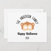 ハロウィーンのモンキーマスク仮装 ポストカード (正面/裏面)