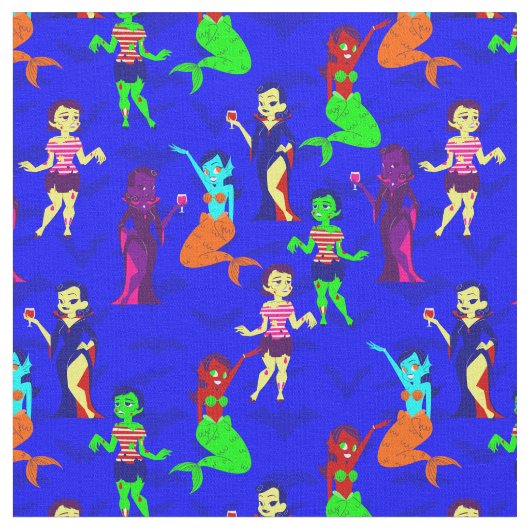 ハロウィーンのモンスターマーメイド吸血鬼ゾンビ女 ファブリック (クローズアップ)