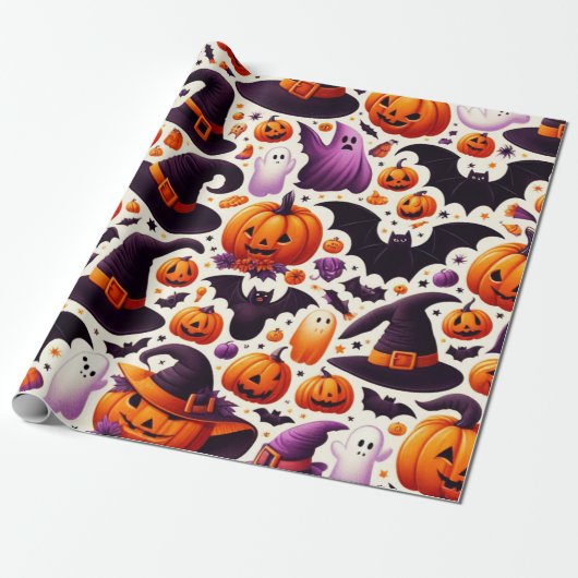 ハロウィーンのラッピング紙 ラッピングペーパー (アンロールド)