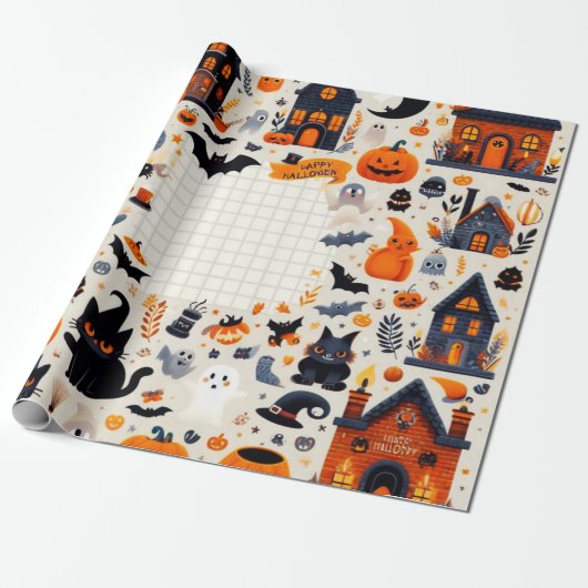 ハロウィーンのラッピング紙 ラッピングペーパー (アンロールド)