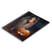 ハロウィーンのラフコリーとカボチャ怖い ノートブック (左側)