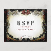 ハロウィーンのラブレターマッチングRSVPポストカード インビテーションポストカード (正面)