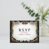 ハロウィーンのラブレターマッチングRSVPポストカード インビテーションポストカード (スタンド正面)