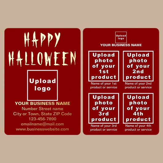 ハロウィーンのレッドビジネスブランド 箔シーズンカード