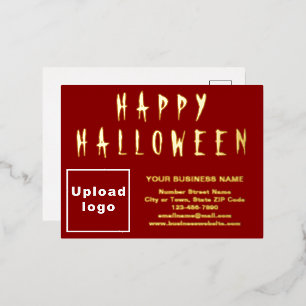 ハロウィーンのレッドビジネスブランド 箔シーズンポストカード