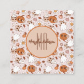 ハロウィーンのレトログルーヴィなカボチャと幽霊たち スクエア名刺 (正面)