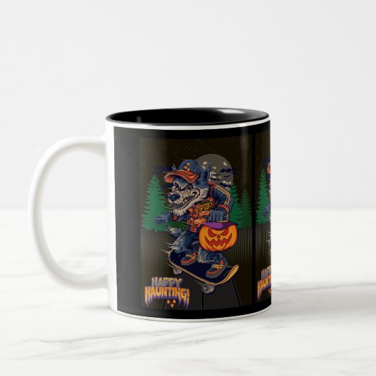 ハロウィーンのロボ 二色 コーヒーマグ ツートーンマグカップ (左)