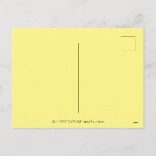 ハロウィーンのロードトリップ、ジャックと黒猫の友人 シーズンポストカード (裏面)