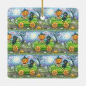 ハロウィーンのロードトリップ、ジャックと黒猫の友人 セラミックオーナメント (裏面)