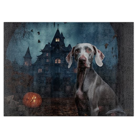 ハロウィーンのヴァイマラナー スケアリー カッティングボード (正面)