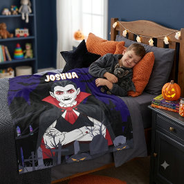 ハロウィーンのヴァンパイアの男の子のためのブランケット、個人用名入り フリースブランケット