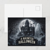 ハロウィーンのヴィンテージゴシックイラスト お化け屋敷 ポストカード (正面/裏面)