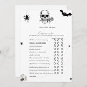 ハロウィーンの上または下ブライダルシャワーゲームカード 案内状 (正面/裏面)