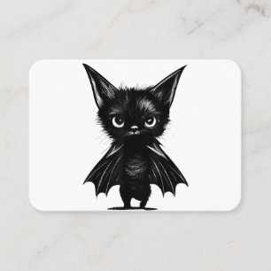 ハロウィーンの不機嫌な黒い子猫のこうもり衣装 名刺